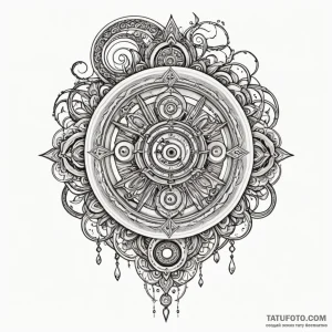 Time machine, tattoo line art, bold outlines,... - эскиз тату (№1750234606_0, 18.06.2025 08:16) — Tatufoto.com