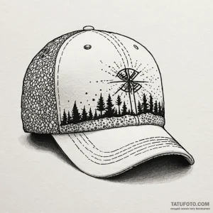 A classic baseball cap, casual,, concept art... - эскиз тату (№1750234670_0, 18.06.2025 08:17) — Tatufoto.com
