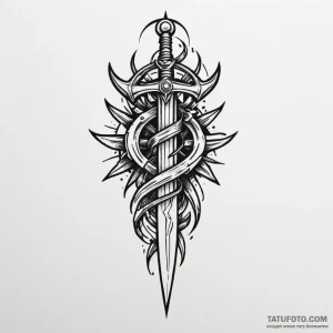 Black dagger with cracked blade, tattoo flash... - эскиз тату (№1750234863_0, 18.06.2025 08:21) — Tatufoto.com