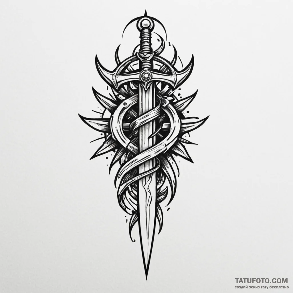 Black dagger with cracked blade, tattoo flash... - эскиз тату (№1750234863_0, 18.06.2025 08:21) — Tatufoto.com