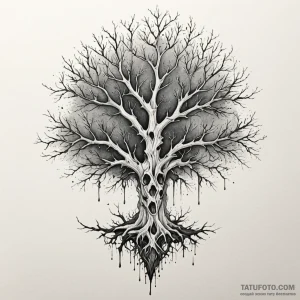 Fractured tree crowned in bone, concept art f... - эскиз тату (№1750234928_0, 18.06.2025 08:22) — Tatufoto.com