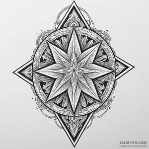 Six-pointed star, concept art for tattoo, bla... - эскиз тату (№1750234995_0, 18.06.2025 08:23) — Tatufoto.com