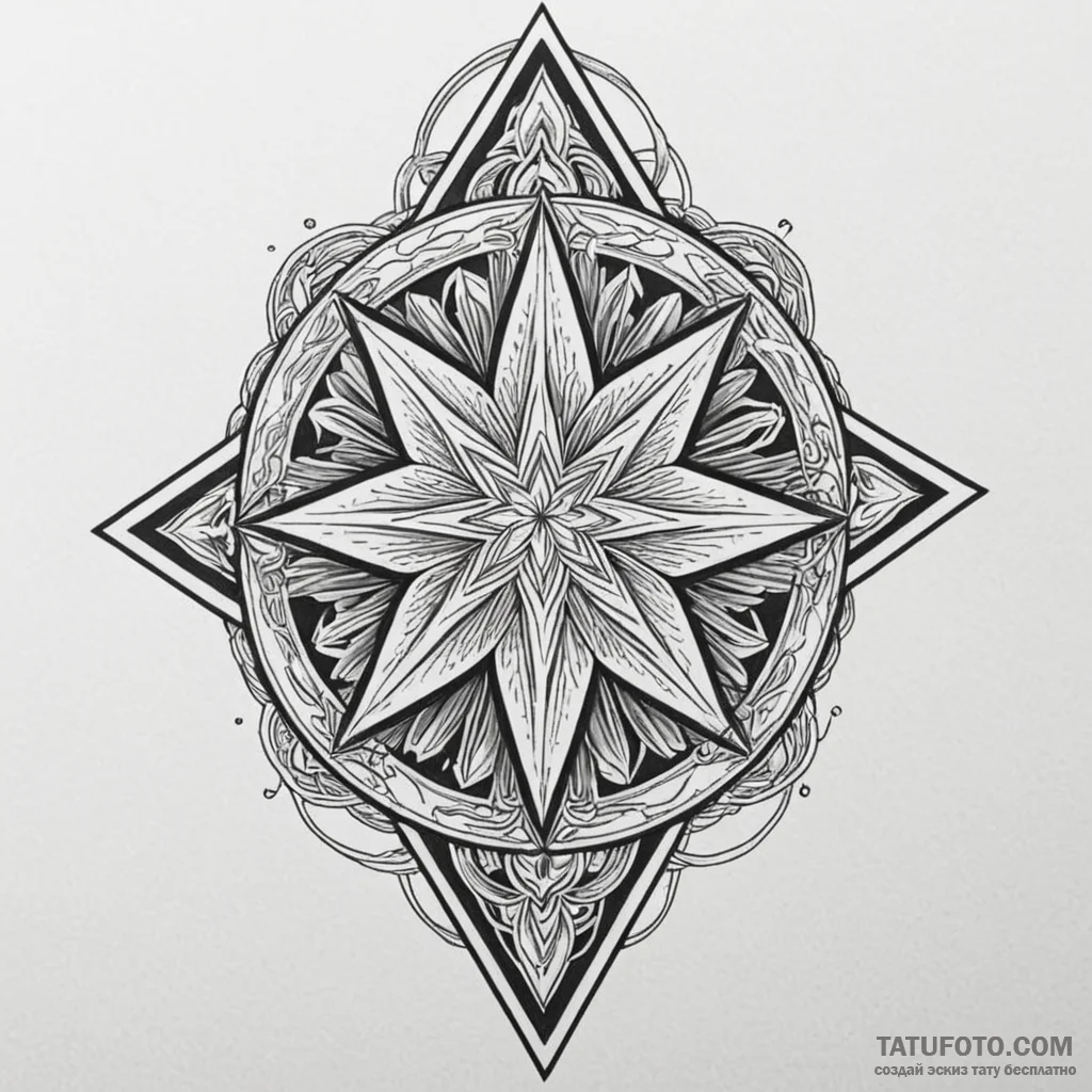 Six-pointed star, concept art for tattoo, bla... - эскиз тату (№1750234995_0, 18.06.2025 08:23) — Tatufoto.com