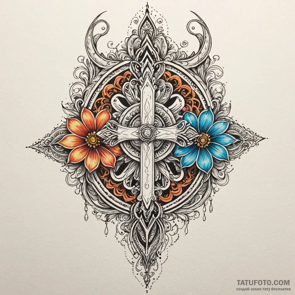 Ghost dagger beneath spectral bloom, concept... - эскиз тату (№1750236748_0, 18.06.2025 08:52) — Tatufoto.com