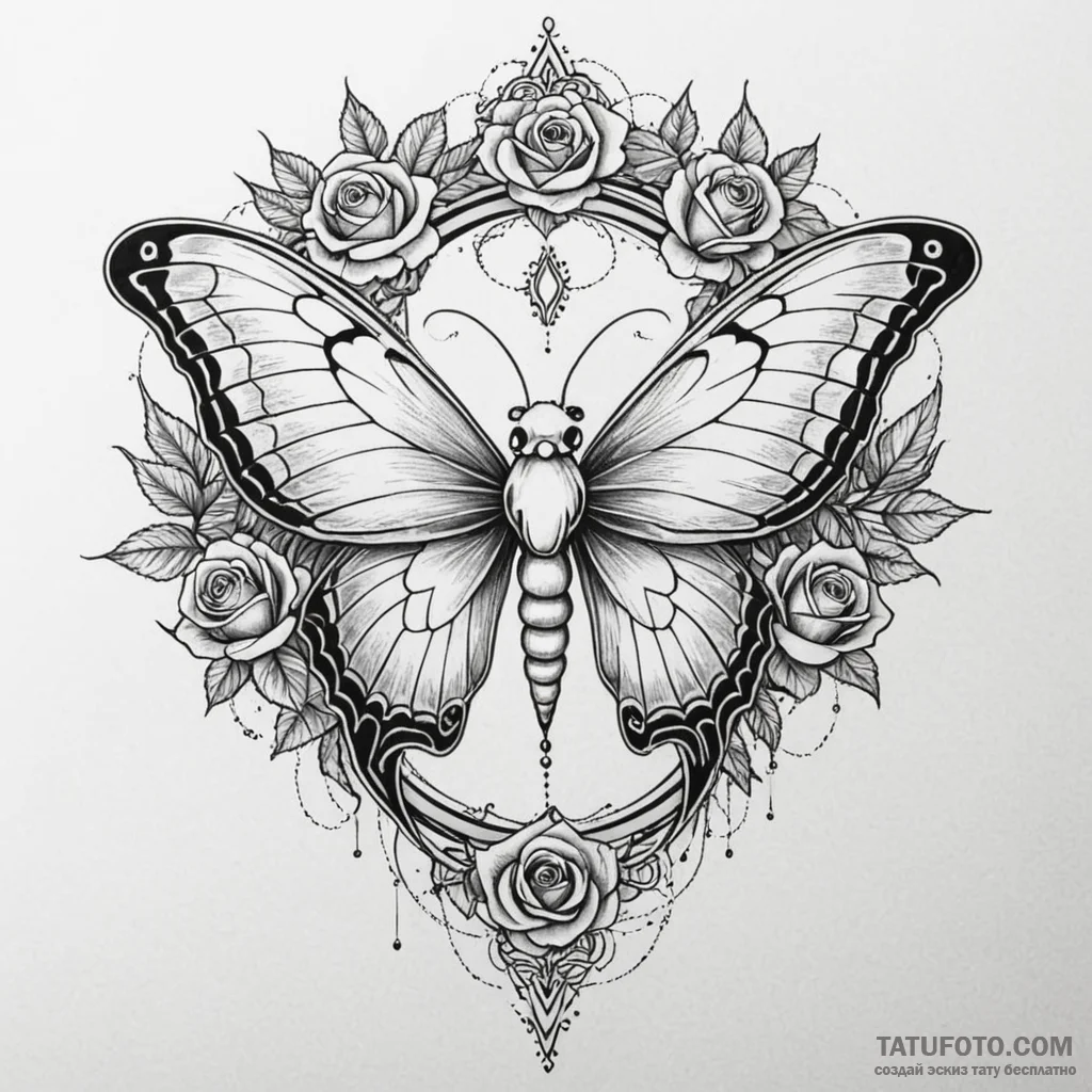 Lunar moth with glowing wings, tattoo sketch... - эскиз тату (№1750237272_0, 18.06.2025 09:01) — Tatufoto.com