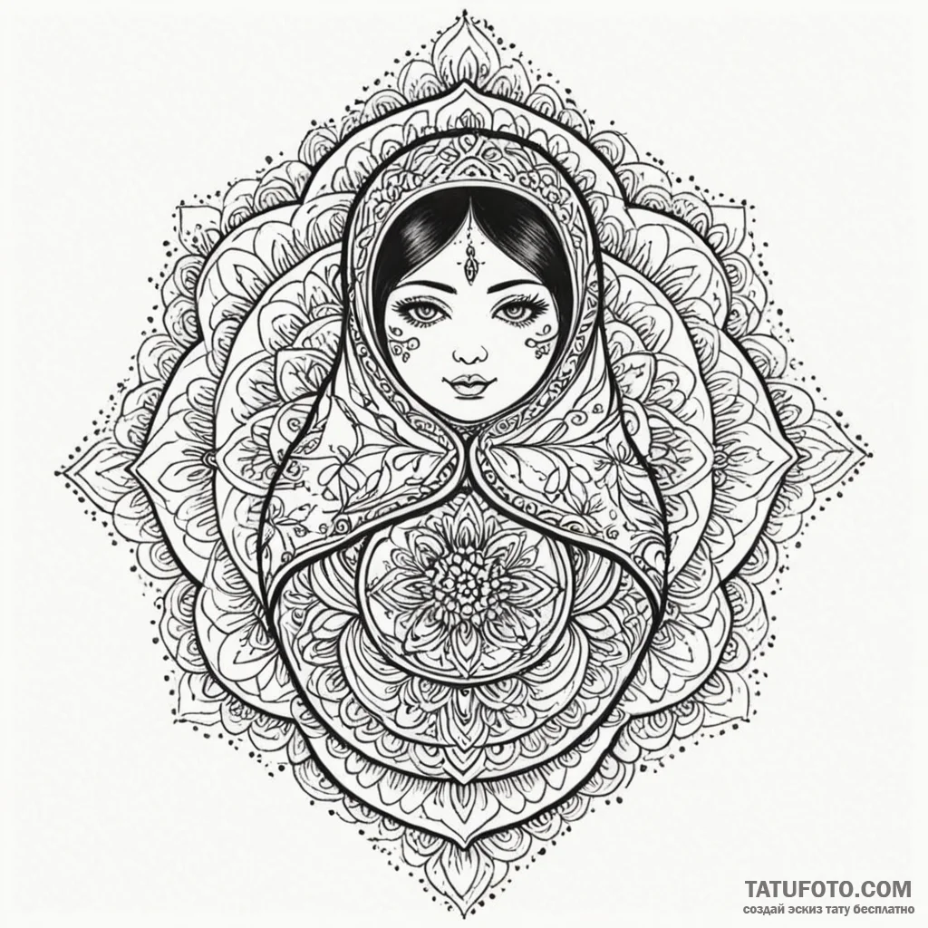 Matryoshka doll (is there, but can be a set),... - эскиз тату (№1750237604_0, 18.06.2025 09:06) — Tatufoto.com