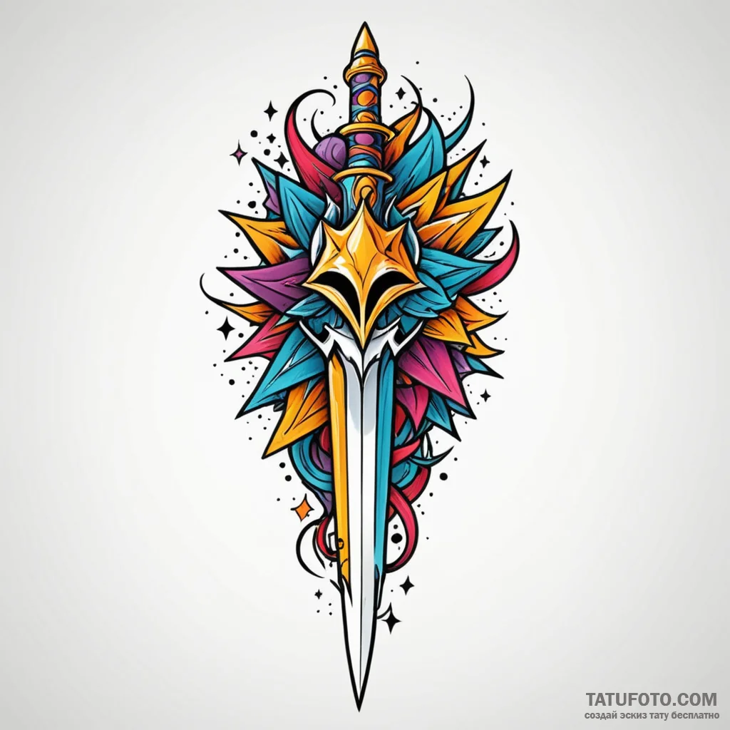 Queenрір‚в„ўs dagger devouring stars, tattoo... - эскиз тату (№1750238381_0, 18.06.2025 09:19) — Tatufoto.com