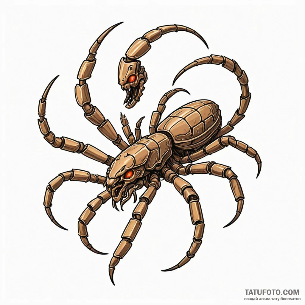 Mechanical scorpion, with a glowing stinger,... - эскиз тату (№1750238511_0, 18.06.2025 09:21) — Tatufoto.com