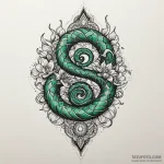 Emerald serpent within burning bloom, concept… — эскиз тату (№1750238575_0, 18.06.2025 09:22) — Tatufoto.com
