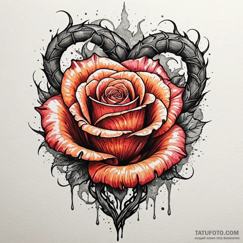 Fractured serpent within burning rose, ink il... - эскиз тату (№1750240046_0, 18.06.2025 09:47) — Tatufoto.com