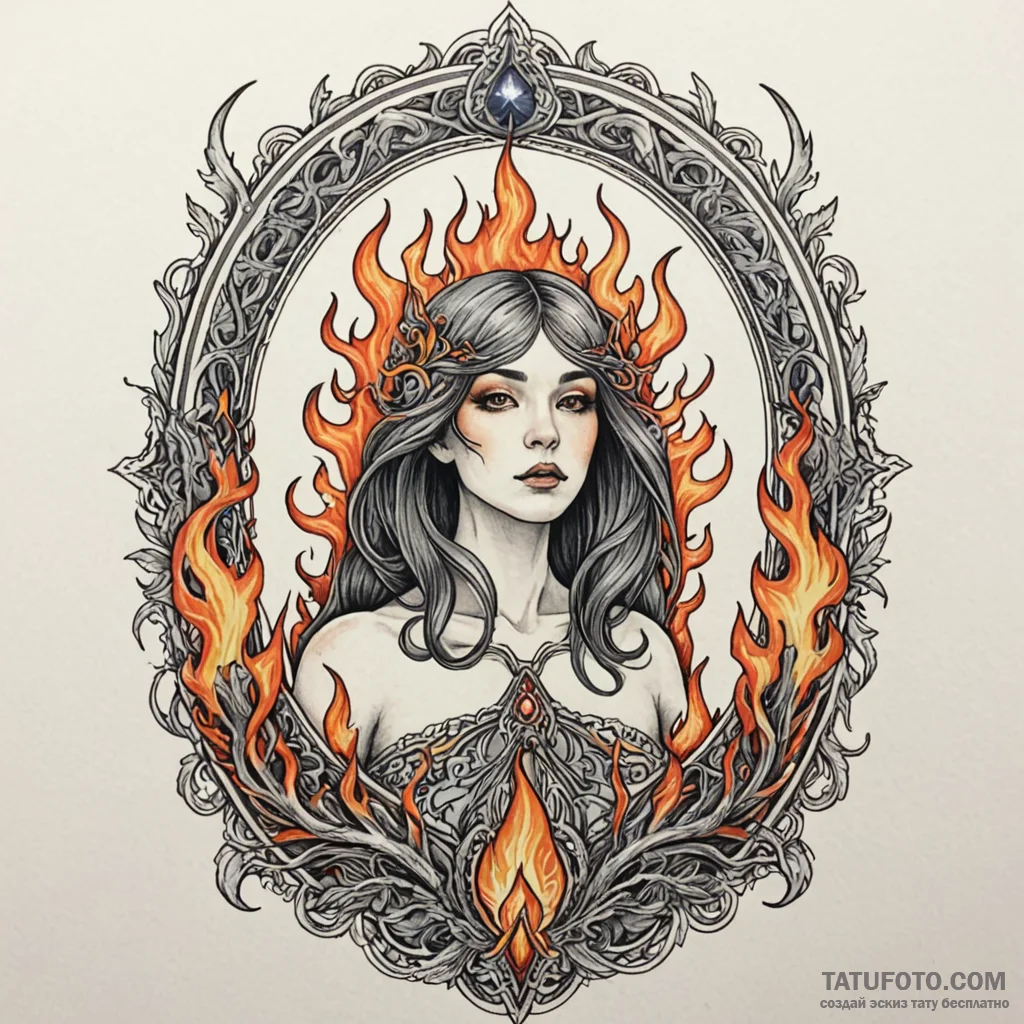 Wraith flame beneath spectral arch, tattoo fl... - эскиз тату (№1750240238_0, 18.06.2025 09:50) — Tatufoto.com