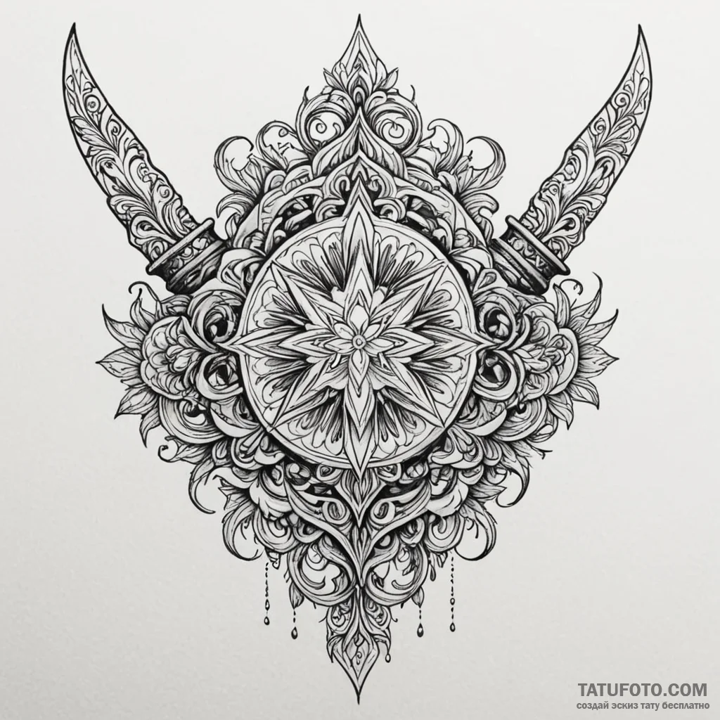 Knife forged from celestial ice, tattoo drawi... - эскиз тату (№1750240625_0, 18.06.2025 09:57) — Tatufoto.com
