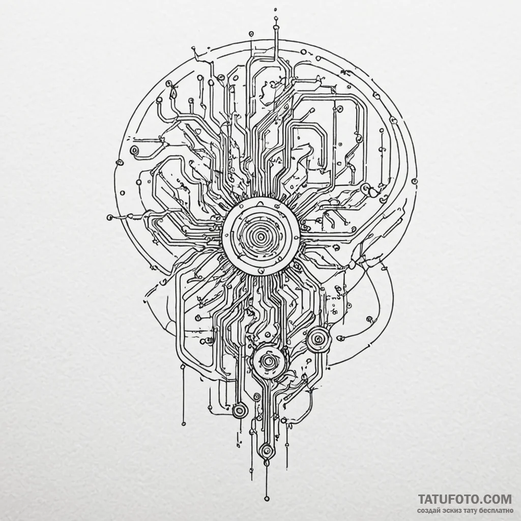 Circuit board pattern, concept art for tattoo... - эскиз тату (№1750240883_0, 18.06.2025 10:01) — Tatufoto.com