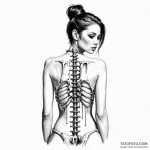 A woman with a chrome spine, vertebrae visibl… — эскиз тату (№1750241736_0, 18.06.2025 10:15) — Tatufoto.com