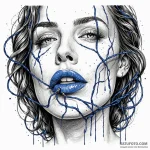 A sensual close-up of a woman’s lips, she’s k… — эскиз тату (№1750241862_0, 18.06.2025 10:17) — Tatufoto.com