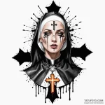 A provocative nun with a glowing neon cross t… — эскиз тату (№1750242052_0, 18.06.2025 10:20) — Tatufoto.com