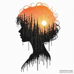 A woman’s silhouette against a glitching, pix… — эскиз тату (№1750242680_0, 18.06.2025 10:31) — Tatufoto.com