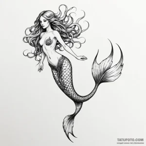 A biomechanical mermaid, her tail is a segmen... - эскиз тату (№1750242743_0, 18.06.2025 10:32) — Tatufoto.com