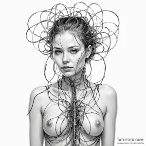 A woman with her skin peeling back to reveal... - эскиз тату (№1750242931_0, 18.06.2025 10:35) — Tatufoto.com