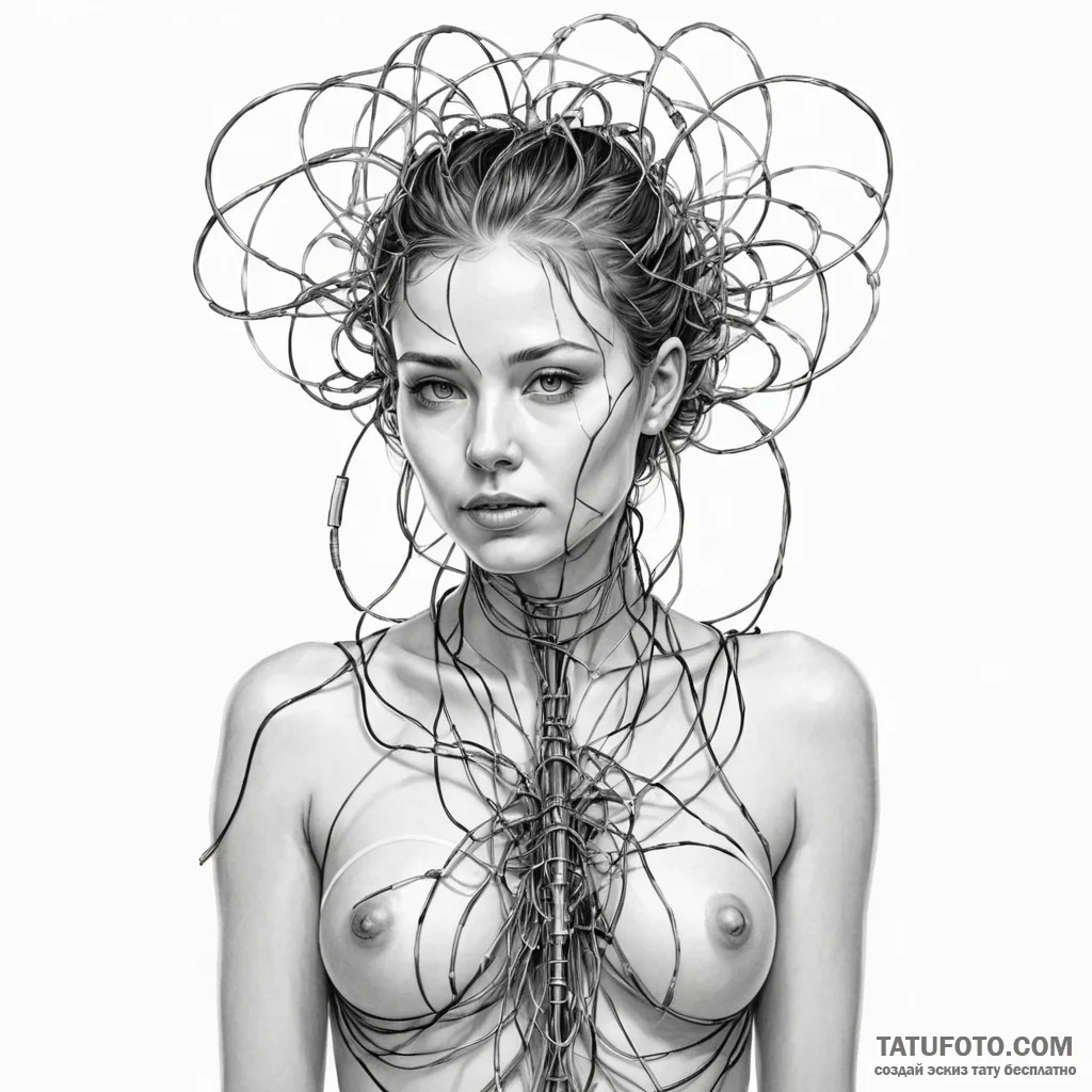 A woman with her skin peeling back to reveal... - эскиз тату (№1750242931_0, 18.06.2025 10:35) — Tatufoto.com