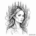A woman with her hair styled into complex dat… — эскиз тату (№1750243559_0, 18.06.2025 10:45) — Tatufoto.com