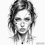 A trash polka portrait of a woman merging wit… — эскиз тату (№1750243751_0, 18.06.2025 10:49) — Tatufoto.com