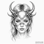 A beautiful woman with her face partially obs… — эскиз тату (№1750244636_0, 18.06.2025 11:03) — Tatufoto.com