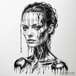 A woman with her hair made of liquid metal, c… — эскиз тату (№1750244827_0, 18.06.2025 11:07) — Tatufoto.com