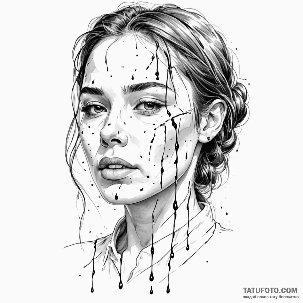 A woman's tears leave behind trails of solder... - эскиз тату (№1750246631_0, 18.06.2025 11:37) — Tatufoto.com