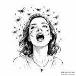 A beautiful woman with her mouth open, releas… — эскиз тату (№1750246694_0, 18.06.2025 11:38) — Tatufoto.com
