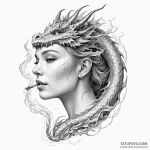 A woman’s face with a glowing, holographic ta… — эскиз тату (№1750247198_0, 18.06.2025 11:46) — Tatufoto.com