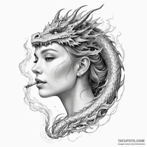A woman's face with a glowing, holographic ta... - эскиз тату (№1750247198_0, 18.06.2025 11:46) — Tatufoto.com