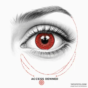 A close-up of a woman's eye, reflecting a scr... - эскиз тату (№1750247578_0, 18.06.2025 11:52) — Tatufoto.com