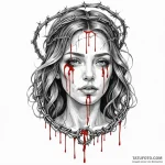 A woman as a modern saint, with a halo made o… — эскиз тату (№1750247955_0, 18.06.2025 11:59) — Tatufoto.com
