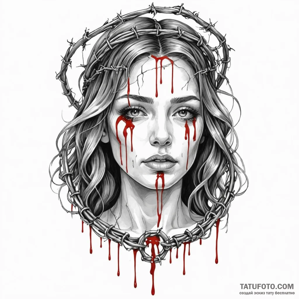 A woman as a modern saint, with a halo made o... - эскиз тату (№1750247955_0, 18.06.2025 11:59) — Tatufoto.com