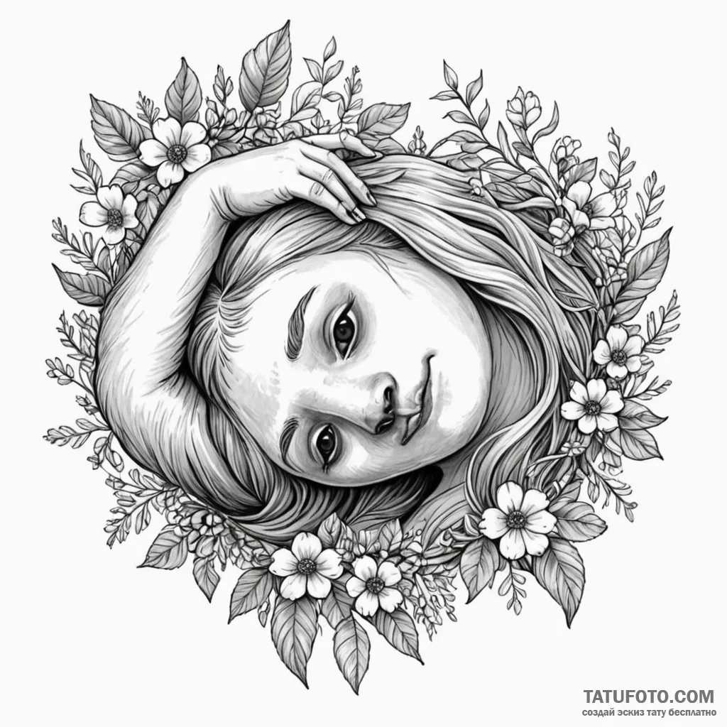 A depiction of sloth: a beautiful woman so le... - эскиз тату (№1750249046_0, 18.06.2025 12:17) — Tatufoto.com