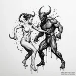 A woman wrestling with a demon that is her ex… — эскиз тату (№1750249111_0, 18.06.2025 12:18) — Tatufoto.com