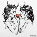 A demon offering a woman a beautiful, perfect… — эскиз тату (№1750249933_0, 18.06.2025 12:32) — Tatufoto.com