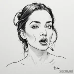 A woman with a forked tongue, whispering both… — эскиз тату (№1750250122_0, 18.06.2025 12:35) — Tatufoto.com