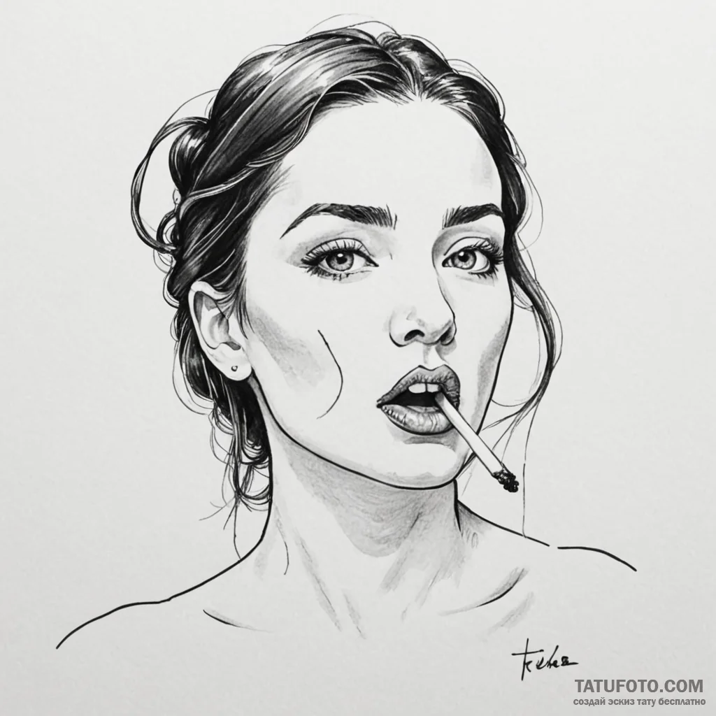 A woman with a forked tongue, whispering both... - эскиз тату (№1750250122_0, 18.06.2025 12:35) — Tatufoto.com