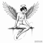A fallen angel trying to mend its broken wing… — эскиз тату (№1750250185_0, 18.06.2025 12:36) — Tatufoto.com