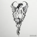 A woman’s back, a tattoo of jacob’s ladder, b… — эскиз тату (№1750250750_0, 18.06.2025 12:45) — Tatufoto.com