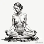 A woman representing patience, sitting calmly… — эскиз тату (№1750250813_0, 18.06.2025 12:46) — Tatufoto.com