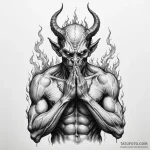 A demon trying to pray, its hands clasped, bu… — эскиз тату (№1750251064_0, 18.06.2025 12:51) — Tatufoto.com