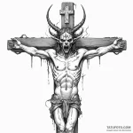 A demon with a look of genuine curiosity, tou… — эскиз тату (№1750252949_0, 18.06.2025 13:22) — Tatufoto.com
