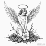 A fallen angel using its last remaining holy… — эскиз тату (№1750253664_0, 18.06.2025 13:34) — Tatufoto.com