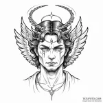 A demon wearing an angel’s halo as a crown, a… — эскиз тату (№1750253791_0, 18.06.2025 13:36) — Tatufoto.com