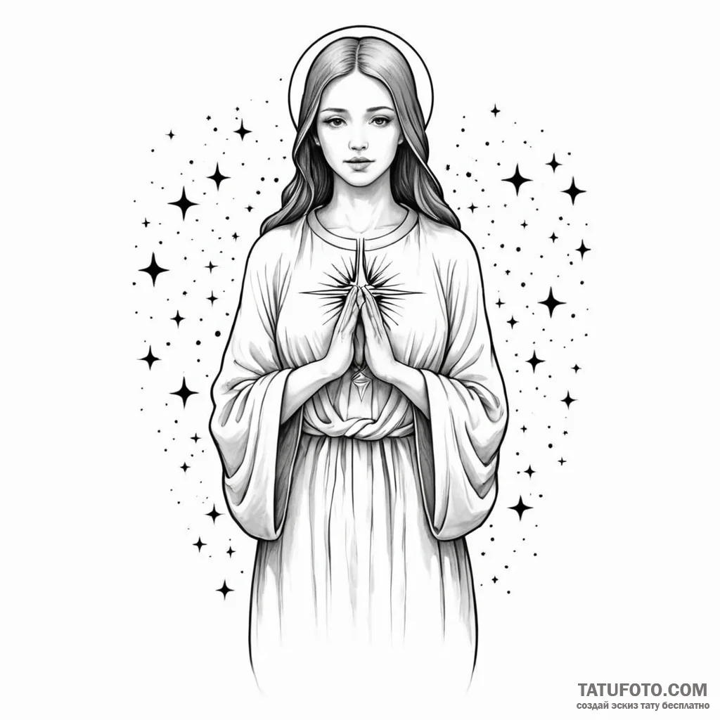 A saint who is so pure that she is transparen... - эскиз тату (№1750253916_0, 18.06.2025 13:38) — Tatufoto.com