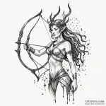 Artemis, goddess of the hunt, with a glowing… — эскиз тату (№1750254544_0, 18.06.2025 13:49) — Tatufoto.com