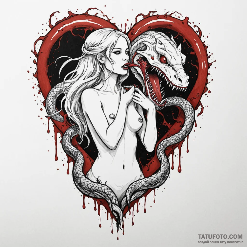 A terrifying lamia, half woman, half serpent,... - эскиз тату (№1750255621_0, 18.06.2025 14:07) — Tatufoto.com